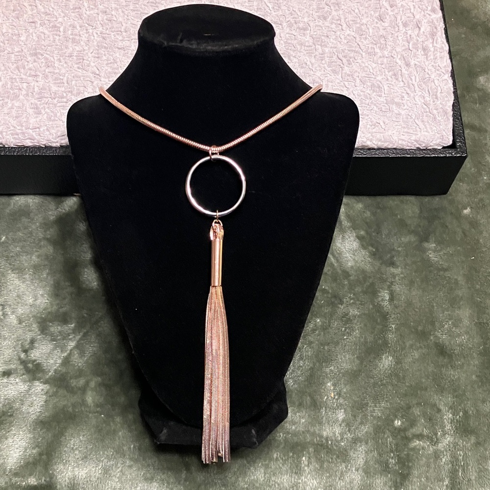 Rose Gold Tassel Pendant Necklace - Women Jewelry